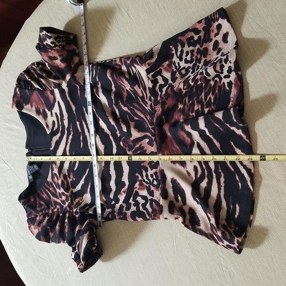 INC Animal Print Peplum Top - Picture 6 of 7
